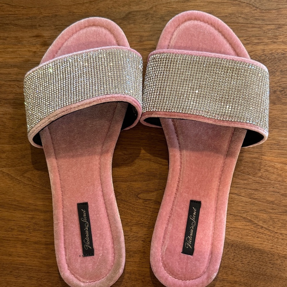 Victoria Sevret Pink and Silver Rhinestone Sandals